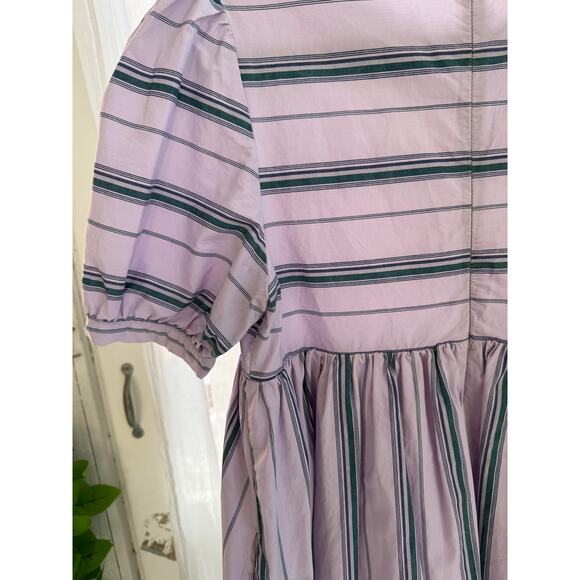 English Factory Lilac Puff Sleeve Striped Mini Dress Size M Medium - Picture 6 of 10